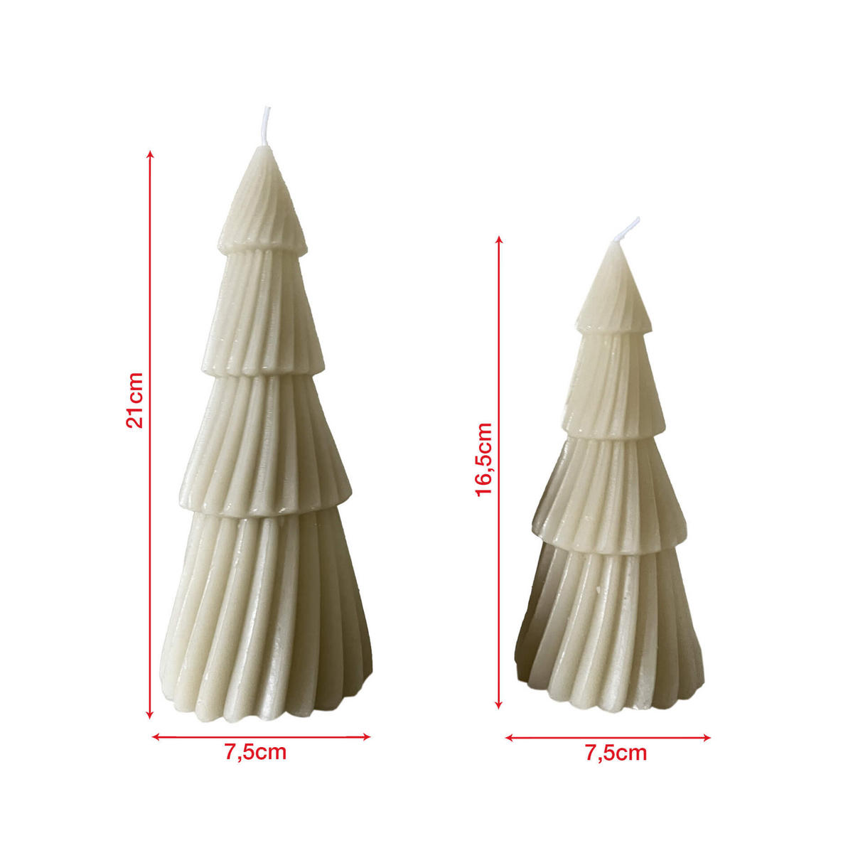 DEKO-KERZEN SET, 2 pieces Beige 8/8/21 cm - Beige, Naturmaterialien (8/21/8cm) - Mobili Rebecca