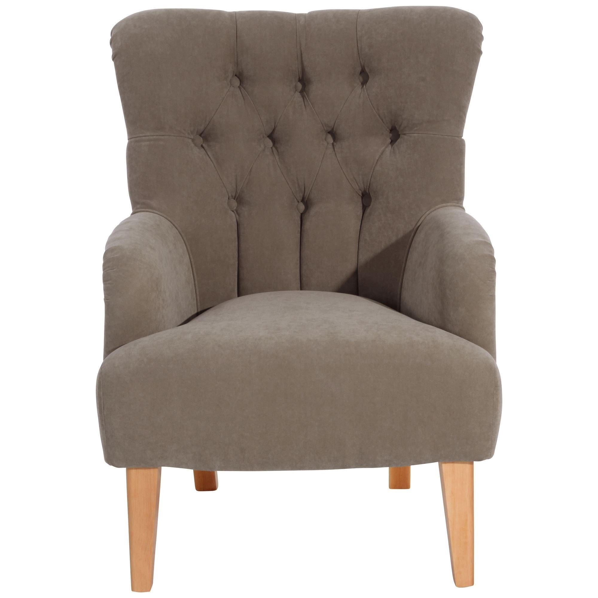 SESSEL Kaiya Bezug Veloursstoff Buche natur / sahara - Graubraun, Kunststoff (71/97/82cm) - 58aufmkessel