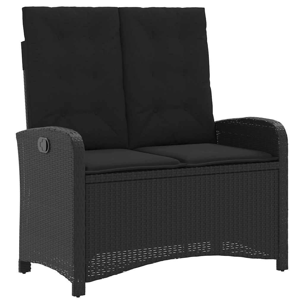 GARTENBANK Verstellbar Mit Kissen Schwarz Poly Rattan - Schwarz, Kunststoff (105/93/59cm) - vidaXL