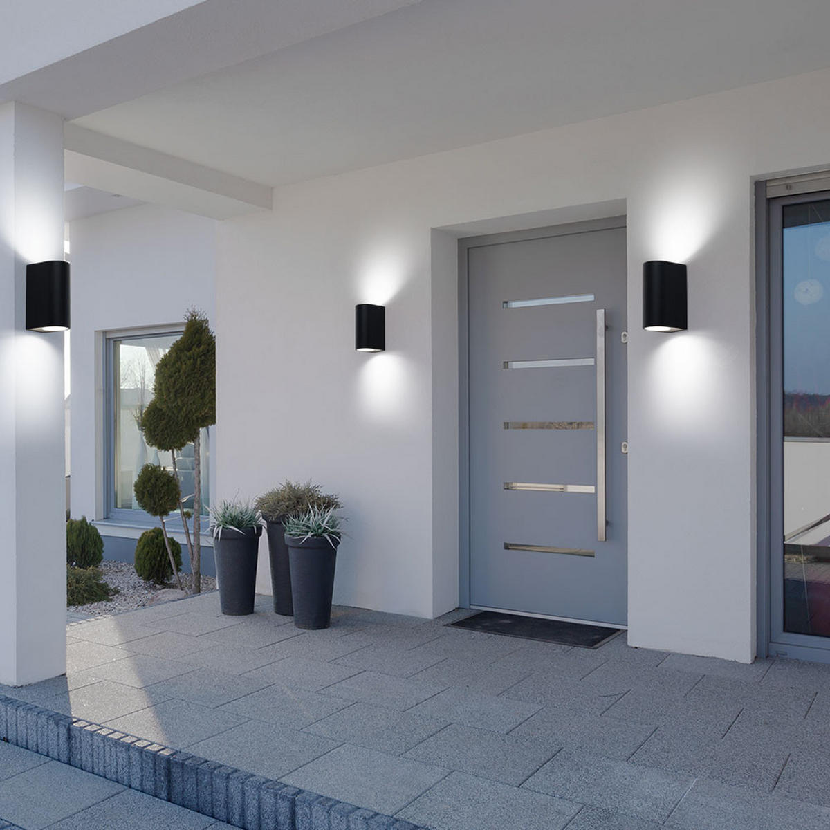 LED AUSSEN-WANDLEUCHTE Aluminium Schwarz - Schwarz, Metall (9.2/15/9.2cm)