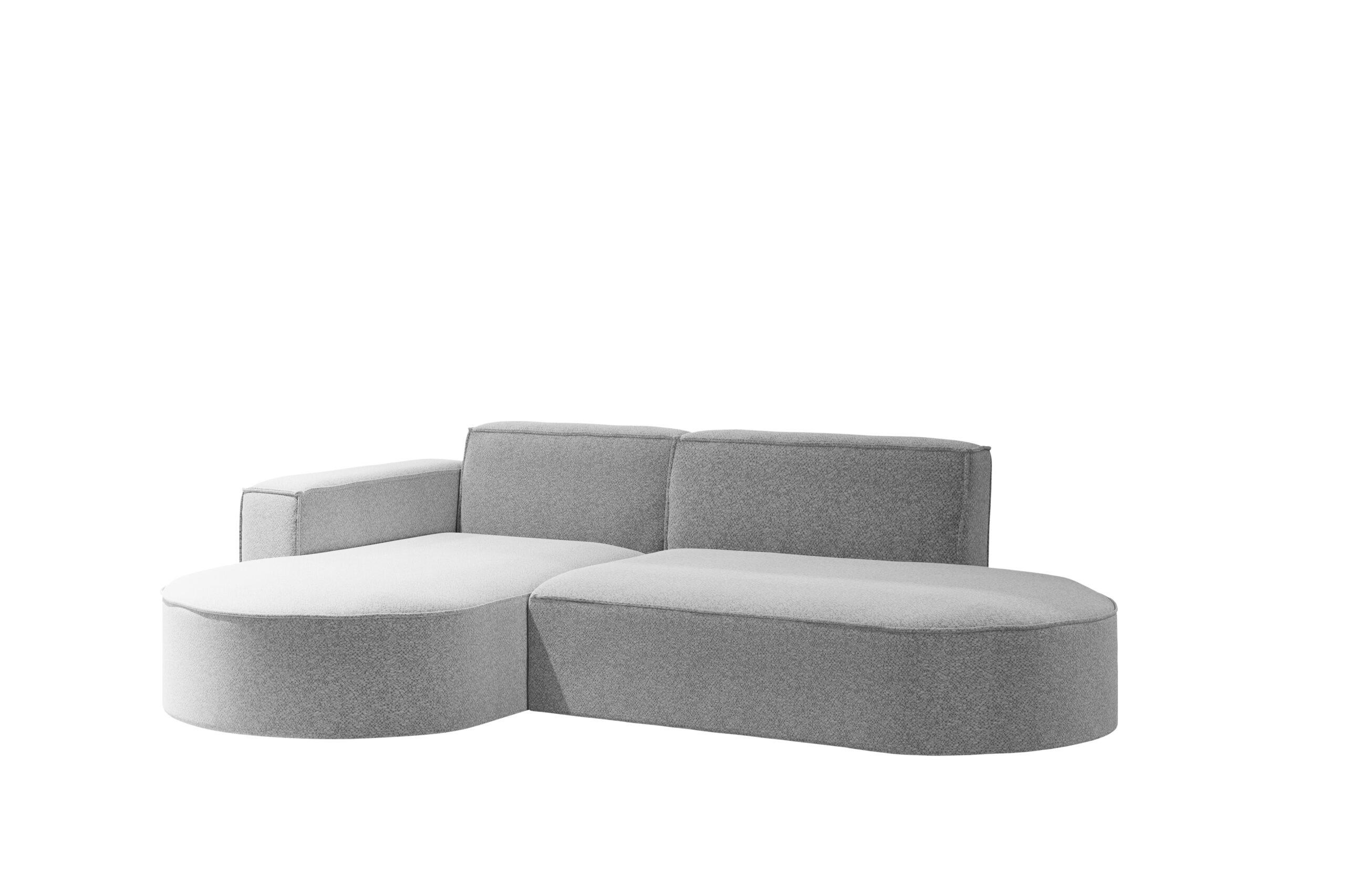 ECKSOFA Modernes L-förmiges Modena Studio Stoff Raven Hellgrau Links - Hellgrau, Holz/Textil (165/236cm) - Kaiser Möbel