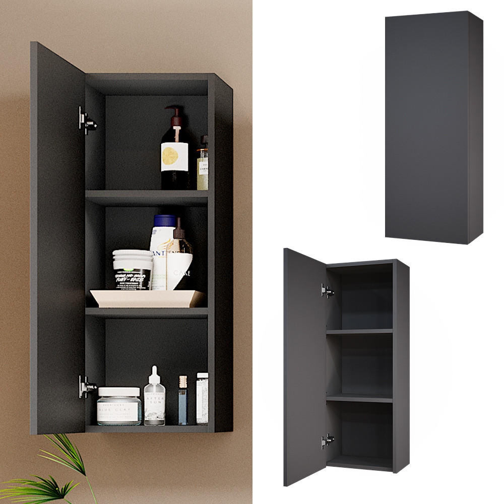 BADSCHRANK Gloria Anthrazit 33 x 84 cm mit 2 Regalböden - Anthrazit, Holzwerkstoff (33/84/21.6cm) - Vicco