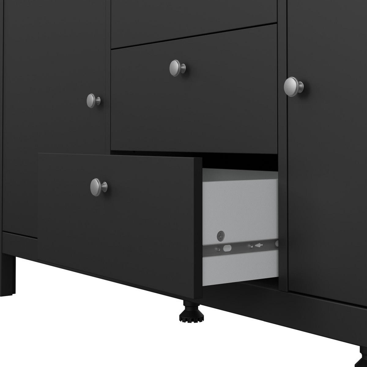 SIDEBOARD, Madrid, Schwarz, Melamin., 152 x 39 x 80 cm - Schwarz, Holzwerkstoff (152/80/39cm) - ebuy24