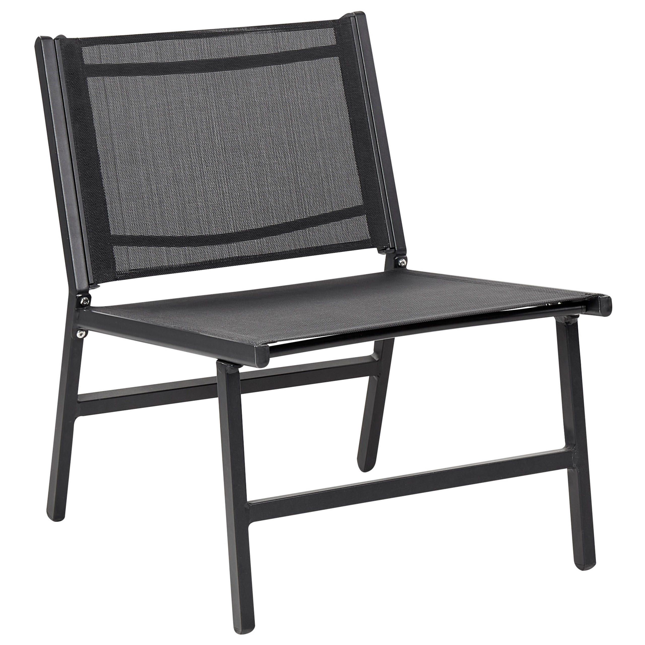 GARTENSTUHL Aluminium schwarz mit Fußhocker Marceddi - Schwarz, Textil (54/70/60cm) - Beliani