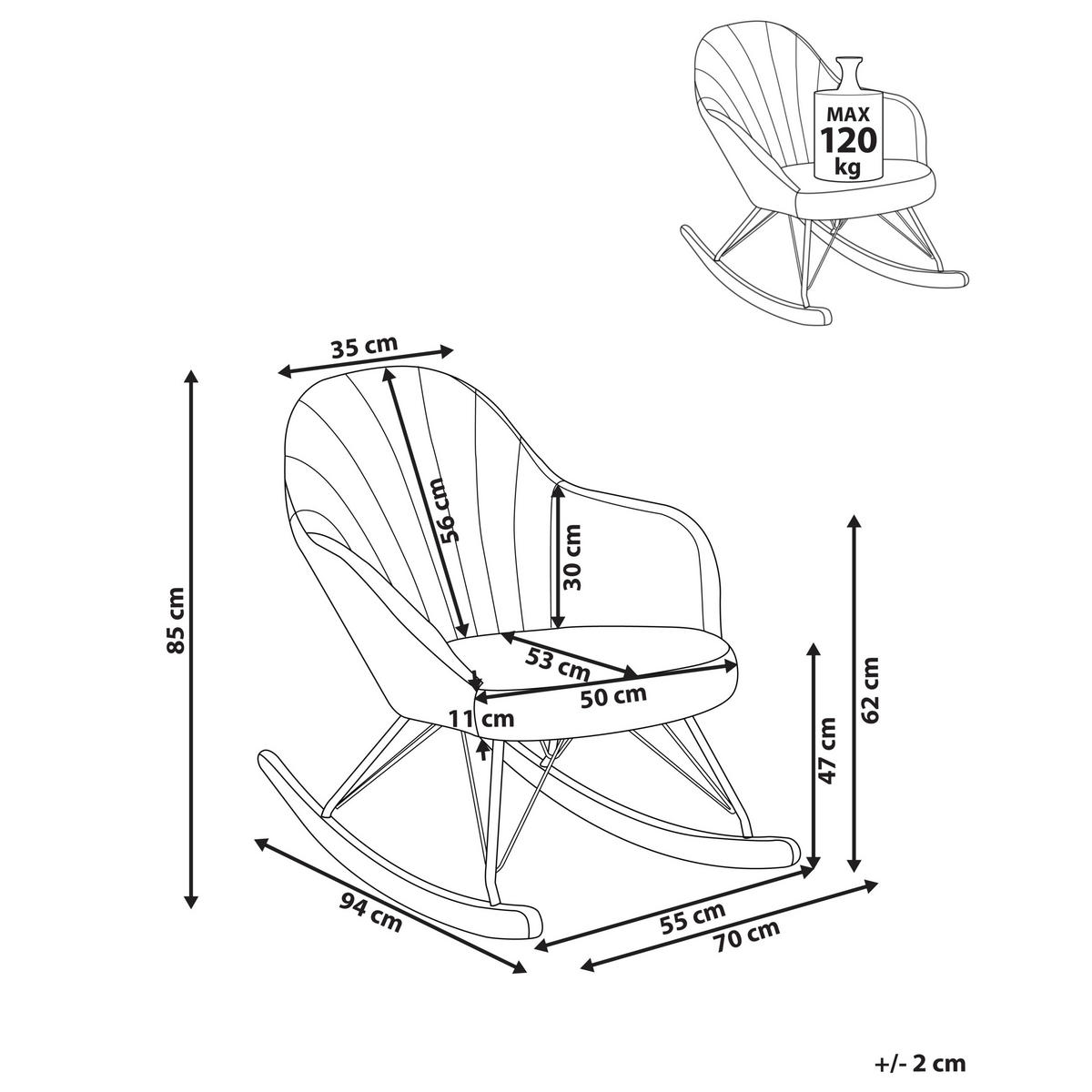 SCHAUKELSTUHL Taupe Skale - Taupe/Schwarz, Textil (70/85/94cm) - Beliani