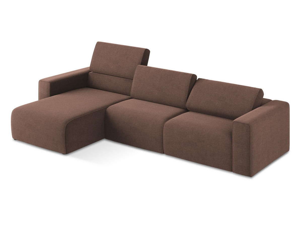 ECKSOFA Links Strukturstoff Stoff Pink - Pink/Hellrosa, Kunststoff/Textil (167/314cm) - Makamii
