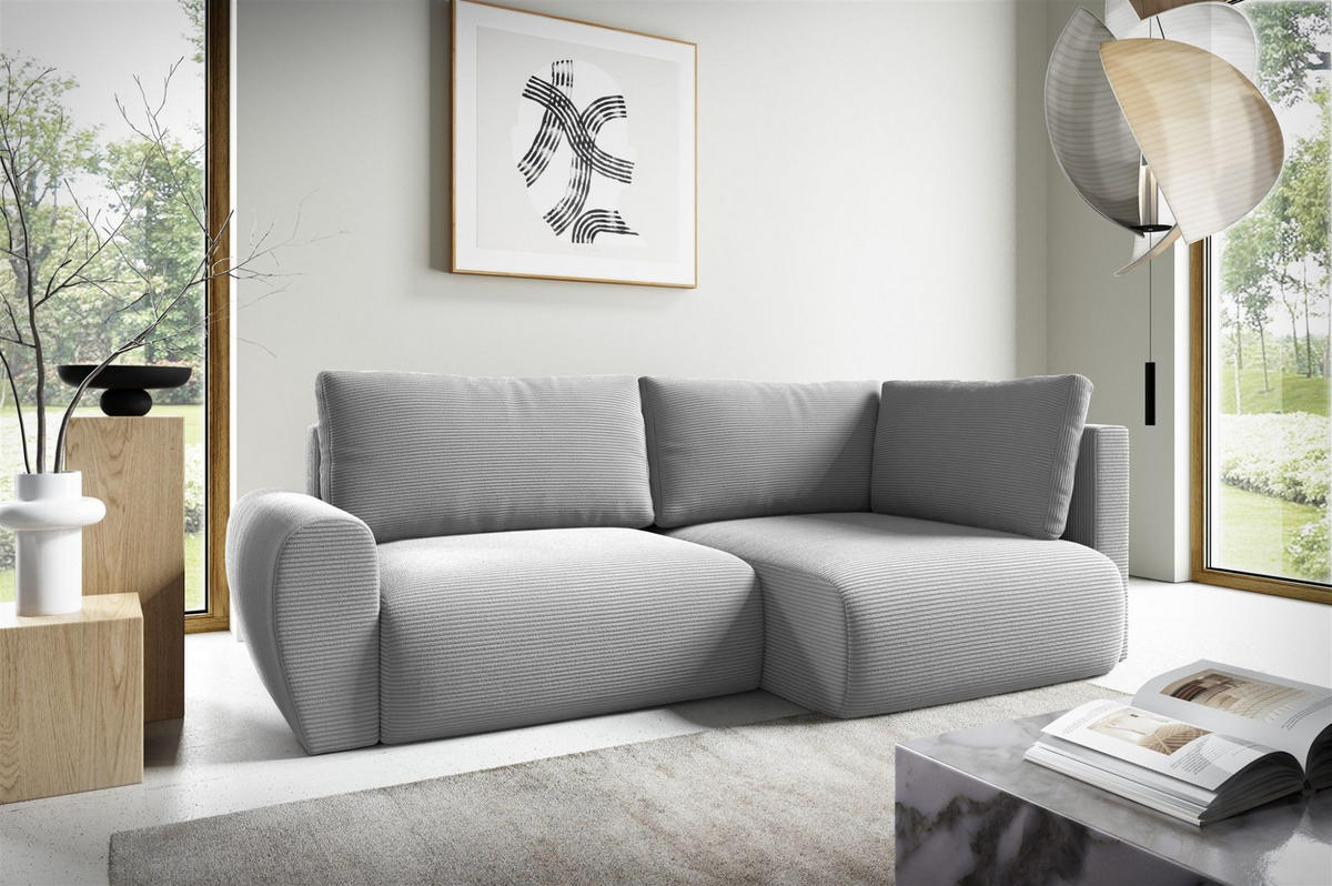 ECKSOFA Galan Mini Mit Schlaffunktion - Hellgrau, Holzwerkstoff/Textil (153/241cm) - Fun Möbel