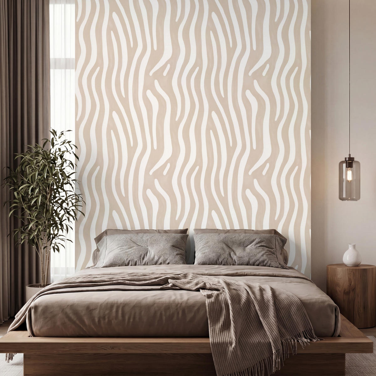 TAPETE - Abstrakt - Zebra - Beige - 200x280 cm - Beige, Papier (200/280cm) - OnlyWow