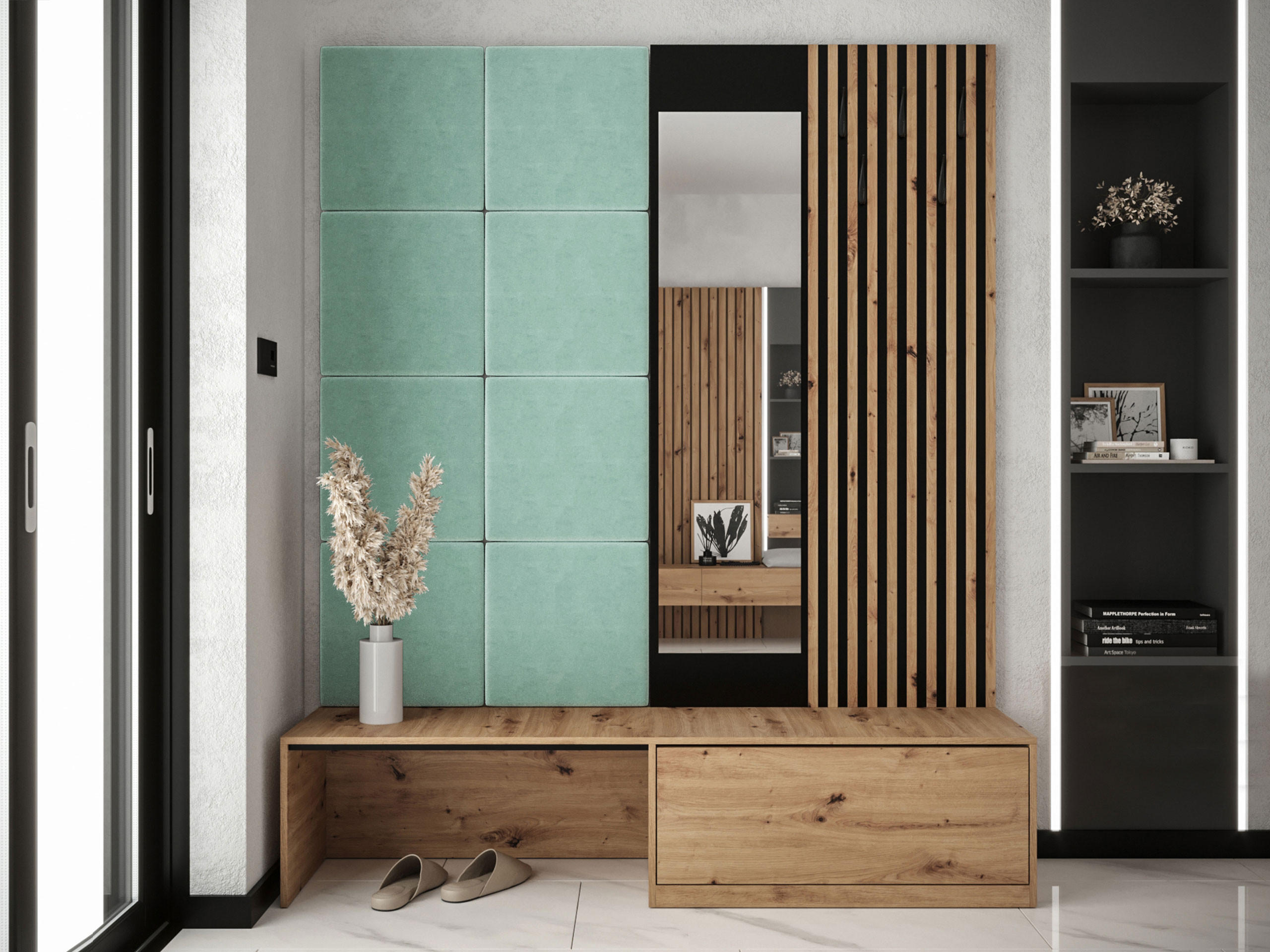 GARDEROBE Premium - Hellgrün/Braun, Holzwerkstoff (172/205/42cm) - MIRJAN24