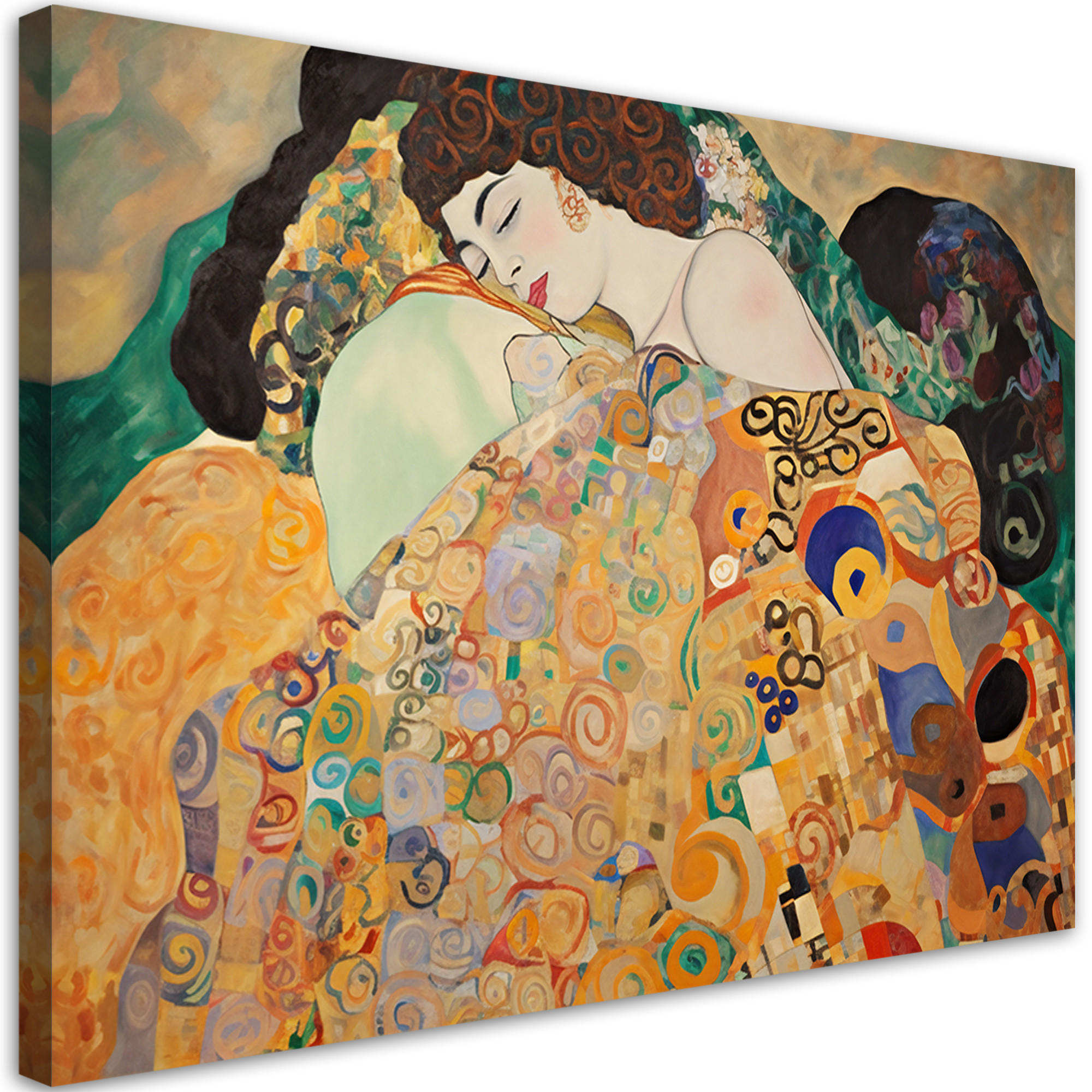 WANDBILD porträt einer frau g. klimt - Goldfarben, Textil (60/40cm) - Feeby