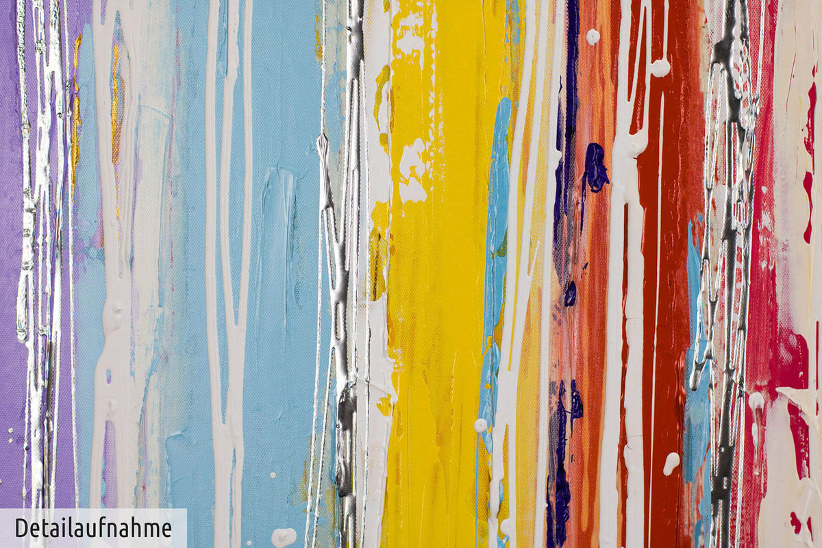ACRYLBILD HANDGEMALT 120/60 cm - Blau/Gelb, Holz/Textil (120/60cm) - KUNSTLOFT