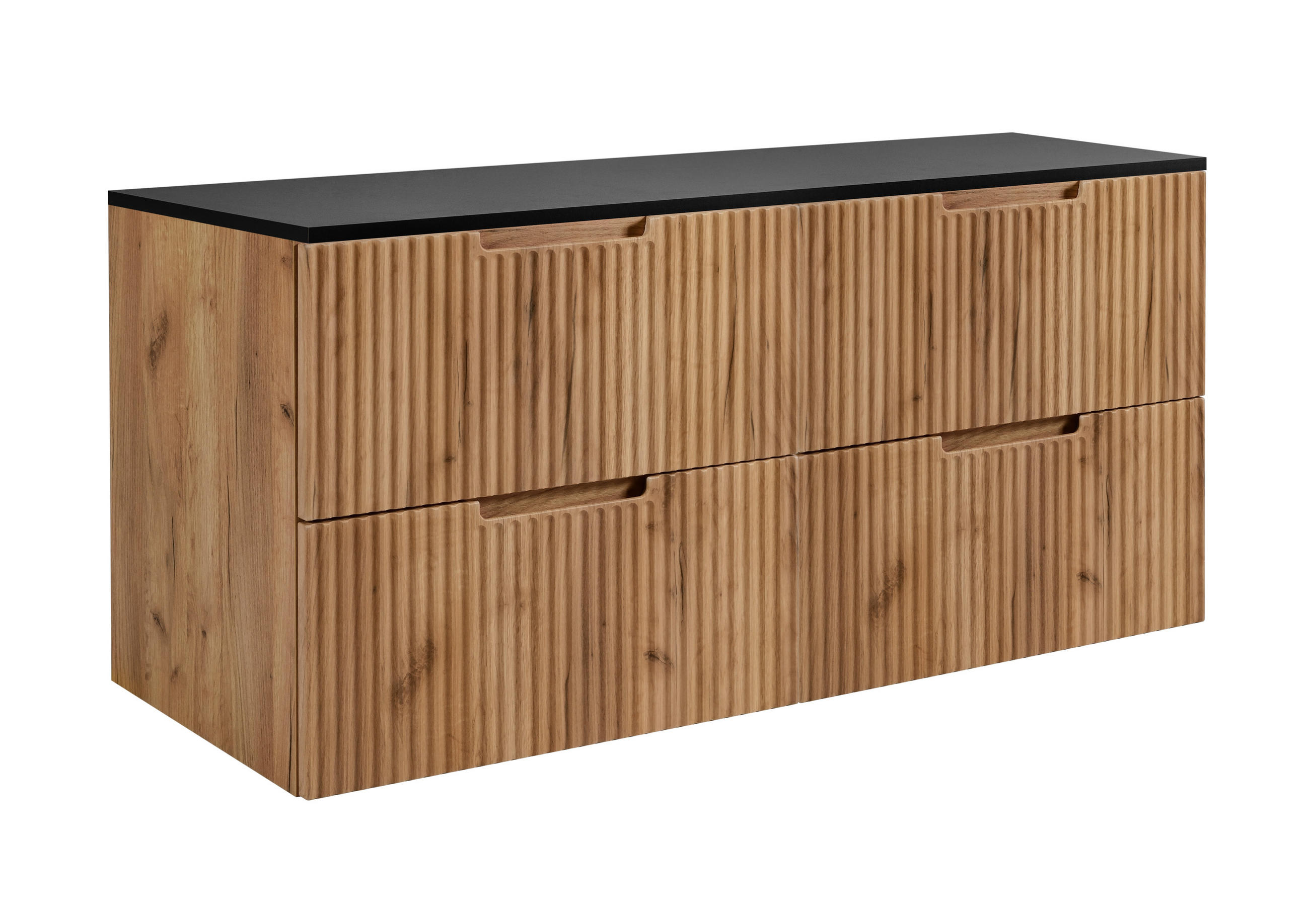 BADEZIMMERSCHRANK : Eiche Craft / Schwarz, 160 (2 x 80) x 58,6 x 46 cm - Schwarz/Braun, Holzwerkstoff (160/58.6/46cm) - 3XE LIVING