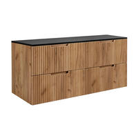 BADEZIMMERSCHRANK : Eiche Craft / Schwarz, 120 (2 x 60) x 58,6 x 46 cm - Schwarz/Braun, Holzwerkstoff (120/58.6/46cm) - 3XE LIVING