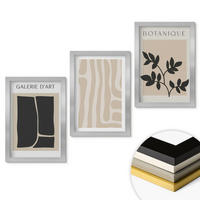 WANDBILDER 3er Set - 20x30 cm Silberner Rahmen - Abstrakte Pflanzenformen - Silberfarben, Kunststoff (20/30cm) - ArtPrintCave
