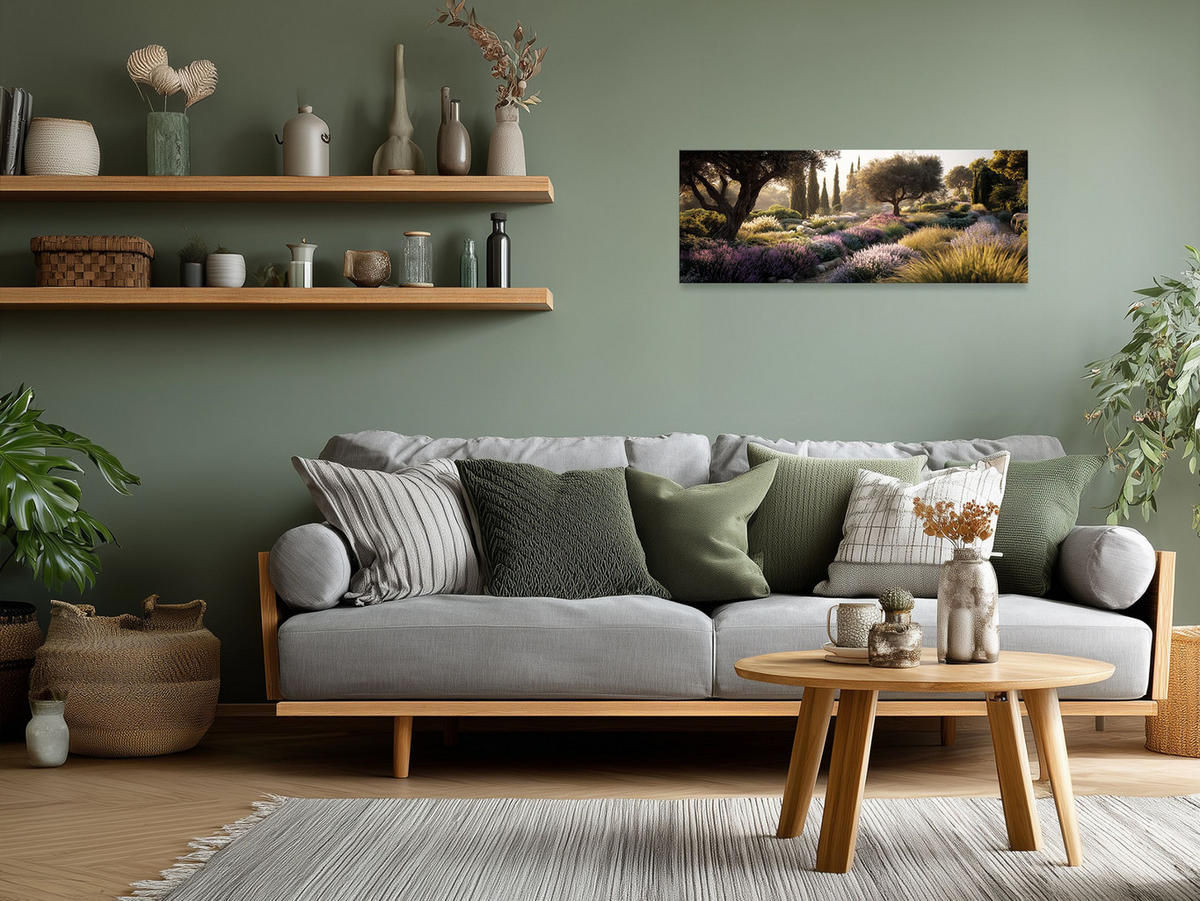 GLASBILD 80x30 cm Mediterrane Landschaft - Violett, Glas (80/30cm) - artissimo