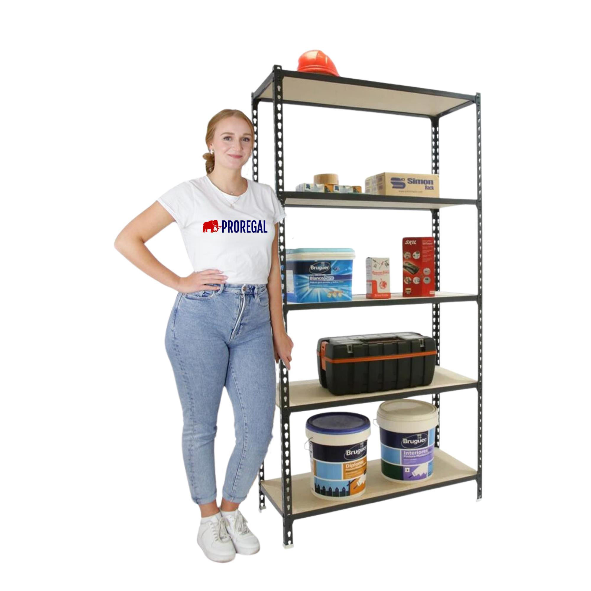 SCHWERLASTREGAL Muli HxBxT 180 x 90 x 30 cm 5 Fachböden Fachlast 150 kg Anthrazit - Anthrazit, Metall (90/180/30cm) - PROREGAL