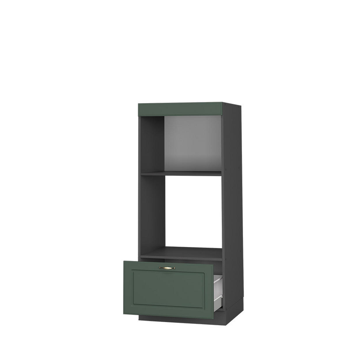 MIKROWELLENSCHRANK Fame-Line Grün-Gold Landhaus 60 cm offen - Anthrazit/Grün, Holzwerkstoff (60/153.6/58.1cm) - Vicco