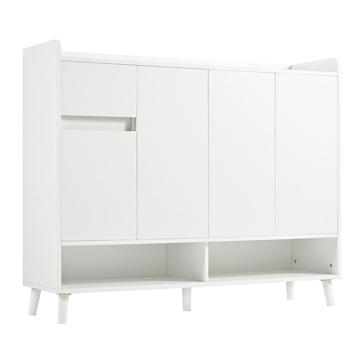 SCHUHSCHRANK 120/35/99 cm in Weiß mit 4 Türen und 1 Schublade - Weiß, Holzwerkstoff (120/99/35cm) - Flora Grace