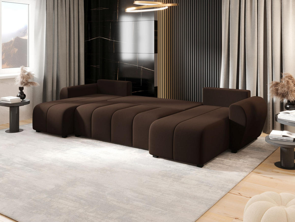 WOHNLANDSCHAFT MOLISA U Cosmic 800 mit Schlaffunktion - Braun, Textil (303/82/208cm) - Bedante