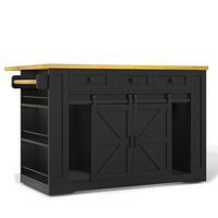 KÜCHENINSEL DE-41405 130/50-80/87 cm, ausklappbare Arbeitsplatte, Steckdosen Schwarz - Schwarz, Holzwerkstoff (130/87/80cm) - ComfortXL