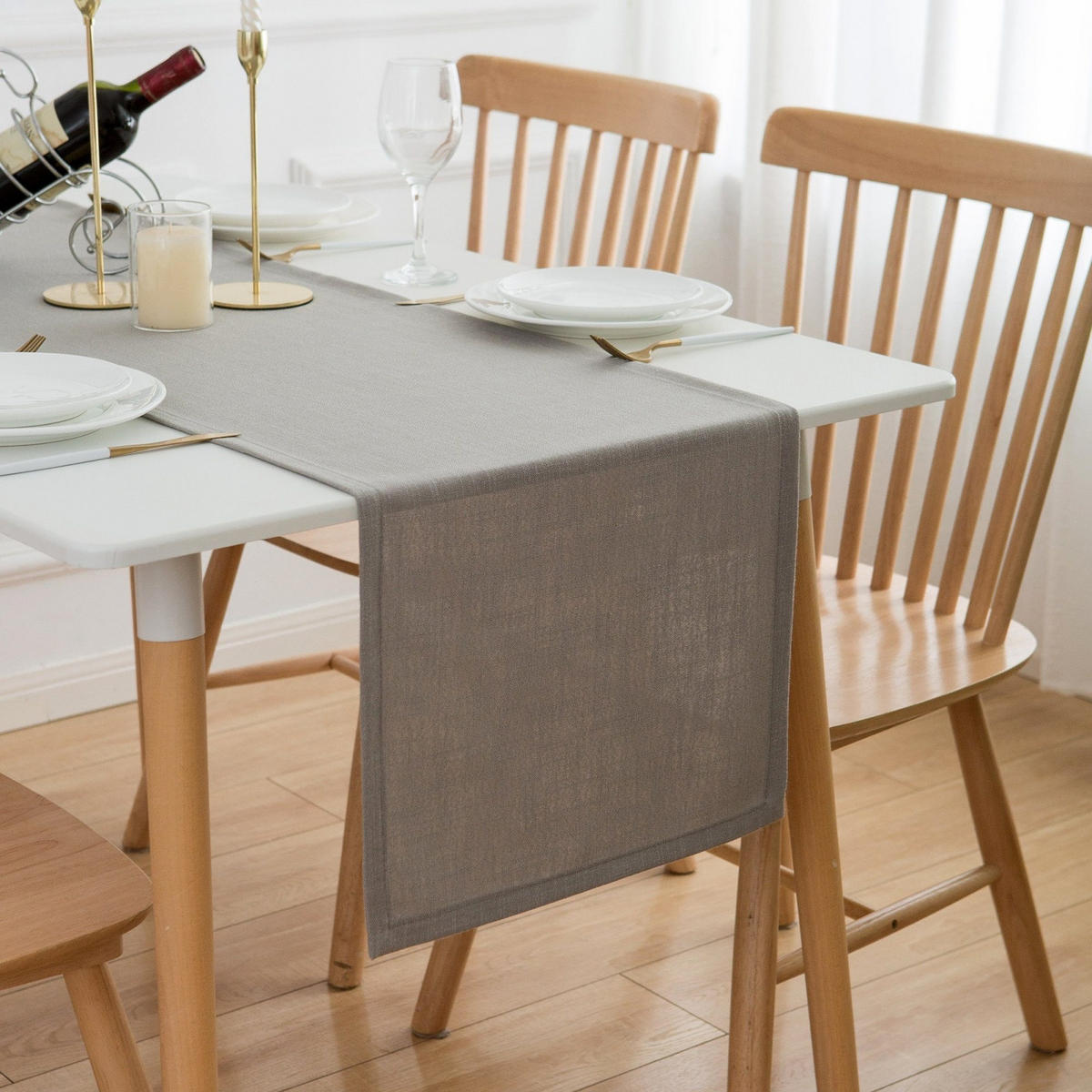 TISCHLÄUFER Leinenoptik abwaschbar, Lotuseffekt, 30x120 cm, Hellgrau - Hellgrau, Textil (30/120cm)