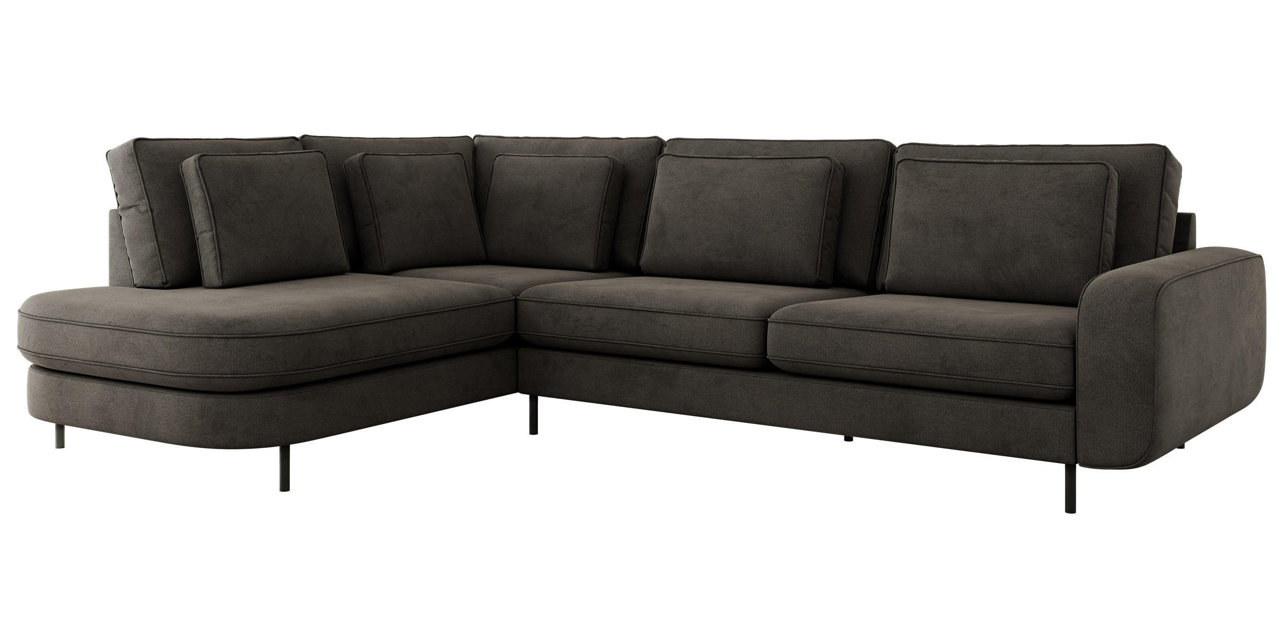 ROHOVÁ SEDAČKA CALENO L - Šedá Samet - Pravá Strana - šedá/černá, kov/textil (317/225cm) - MKS