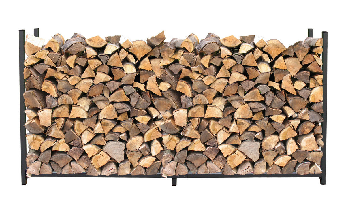 KAMINHOLZREGAL Außen 200x25x115 cm Metall Anthrazit mit Schutzhülle Grau 0,8 m³ / 1,3 SRM - Anthrazit, Metall (200/115/25cm) - QUICK STAR