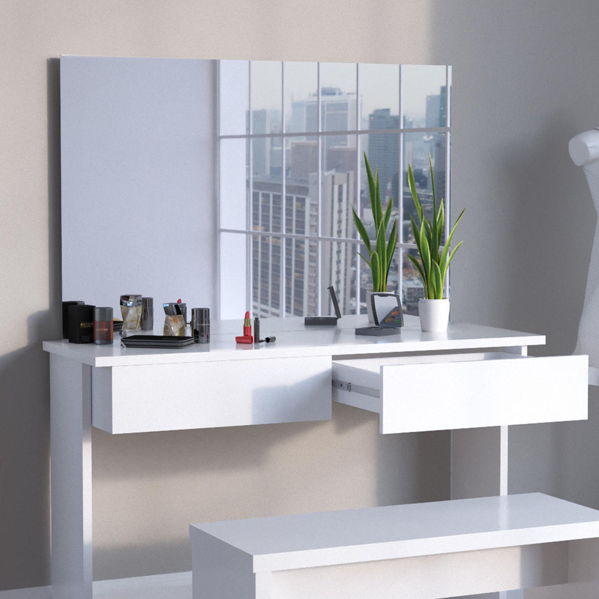 SCHMINKTISCH Azur Weiß 120 cm ohne Spiegel - Weiß, Holzwerkstoff (40/120/83cm) - Vicco