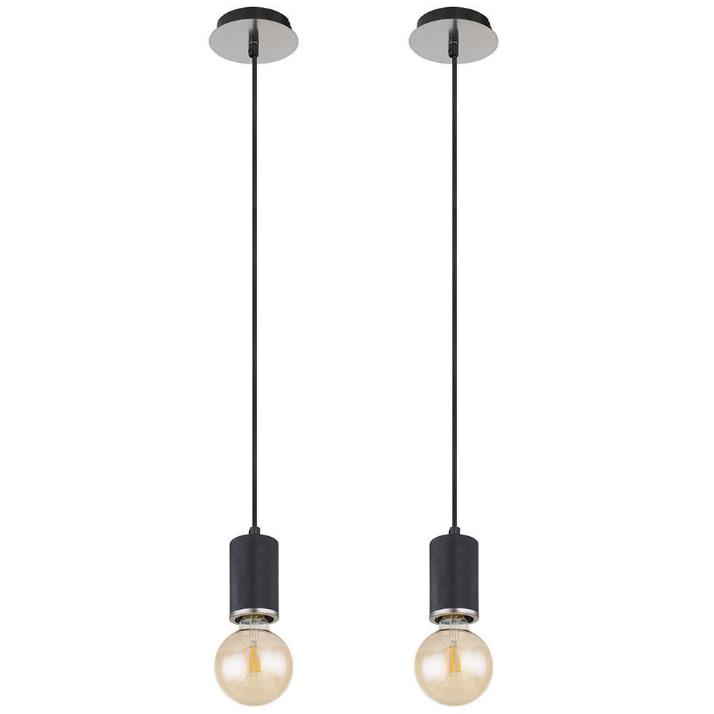 HÄNGELEUCHTE Holz Schwarz verstellbar 2er Set - Schwarz, Holz (12/12/160cm) - Globo Lighting