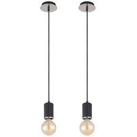 HÄNGELEUCHTE Holz Schwarz verstellbar 2er Set - Schwarz, Holz (12/12/160cm) - Globo Lighting