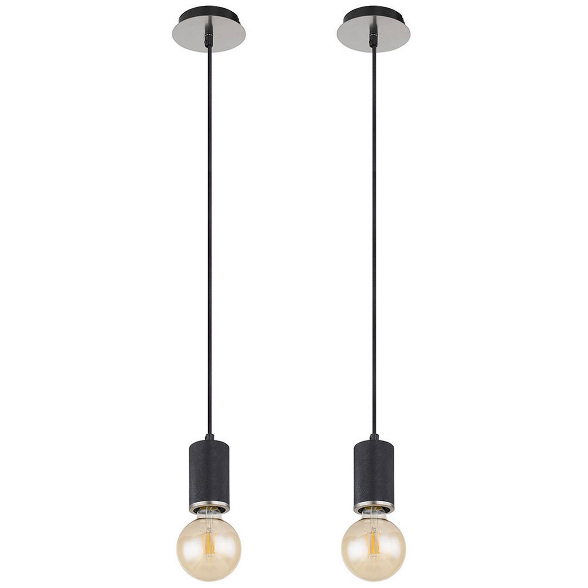 HÄNGELEUCHTE Holz Schwarz verstellbar 2er Set - Schwarz, Holz (12/12/160cm) - Globo Lighting