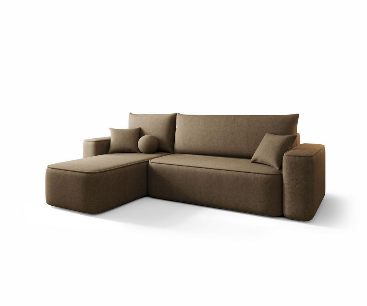 ECKSOFA TEXAS links braun Strickstoff Curio 20 - Schlaffunktion, Bettkasten - Braun, Textil (250/150cm) - Cornero