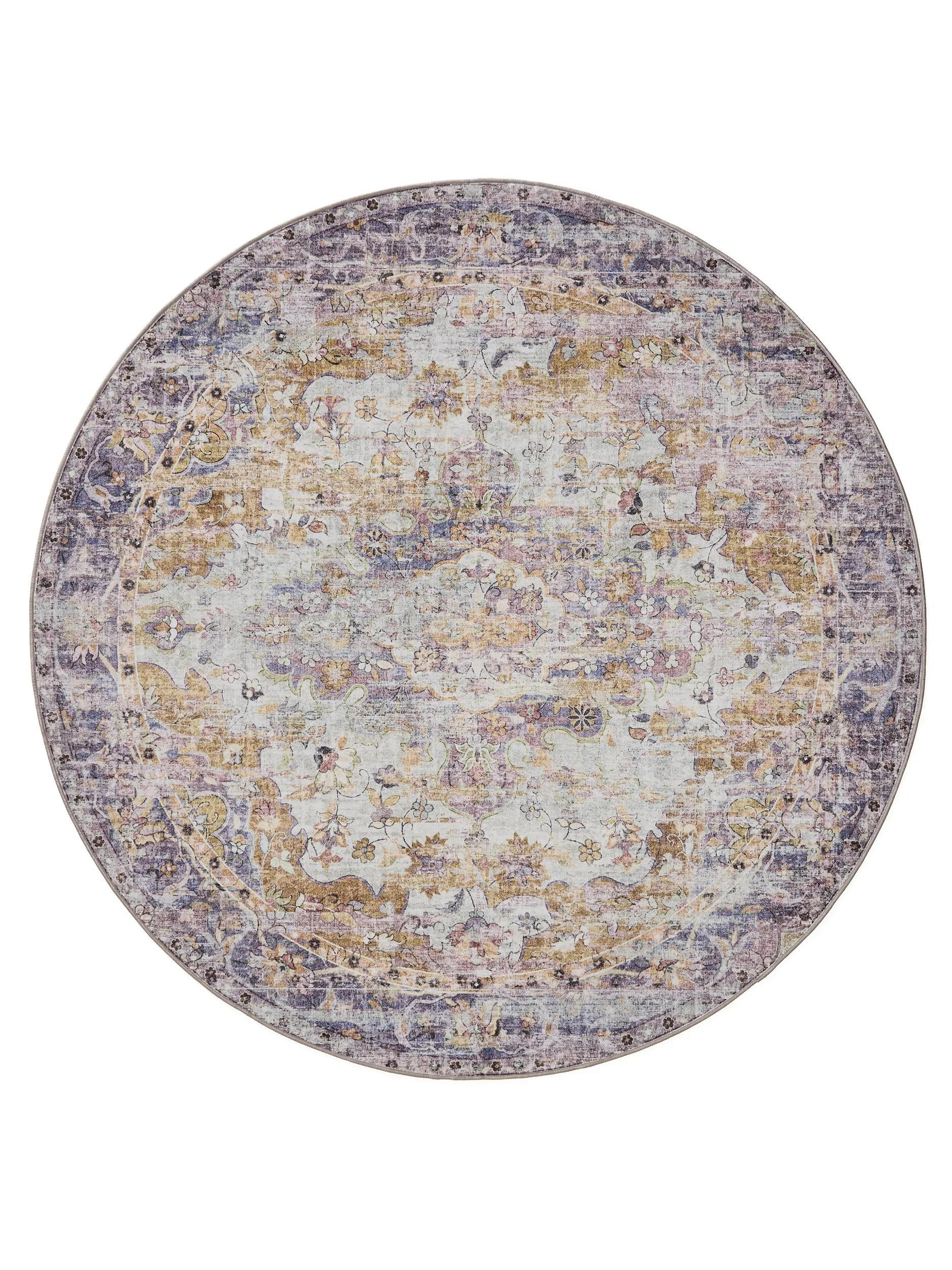 VINTAGE-TEPPICH George waschbar ø 120 cm rund - Lila/Multicolor, Kunststoff (120/120cm) - benuta