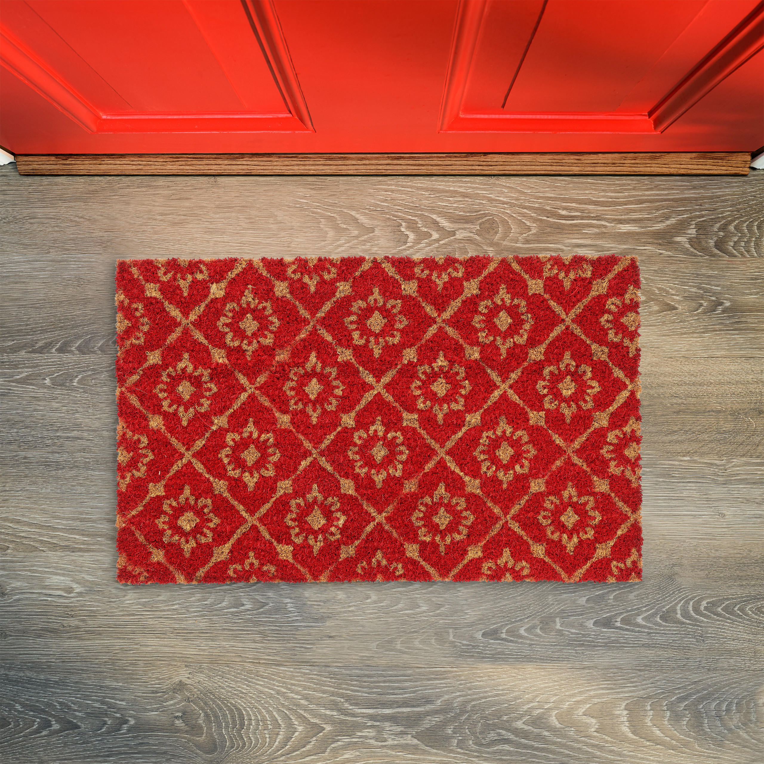 KOKOS-FUSSMATTE - Rot, Kunststoff/Textil (60/40cm) - Relaxdays