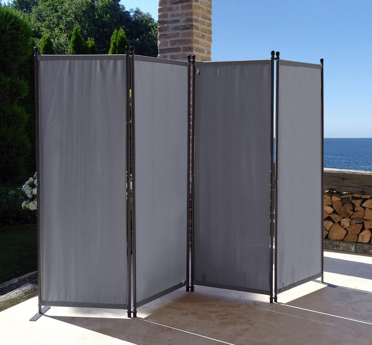 PARAVENT 2 Stück 4-tlg. 220x165 cm Grau - Grau, Metall (220/165cm) - QUICK STAR