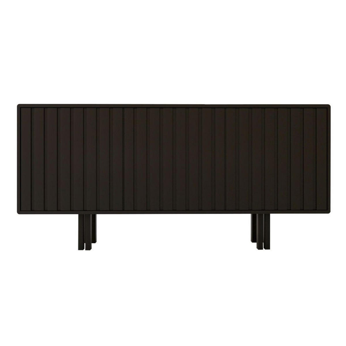 SIDEBOARD Vigge, Schwarz, Push-To-Open System , Lamellen Effekt - Schwarz, Holzwerkstoff/Buchenholz (149/73/40cm) - Skandica