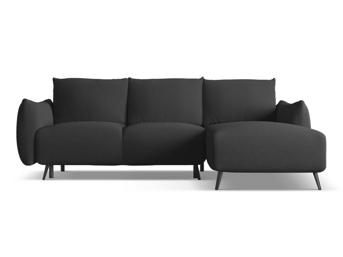 ECKSOFA mit Schlaffunktion Chenille Stoff Schwarz - Anthrazit/Schwarz, Textil/Metall (242/162cm) - Makamii