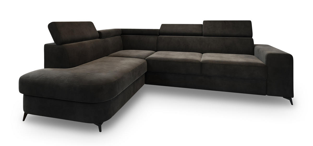 ROHOVÁ SEDAČKA ALVORO černá - černá, kov/dřevo (253/190cm) - MASSENO