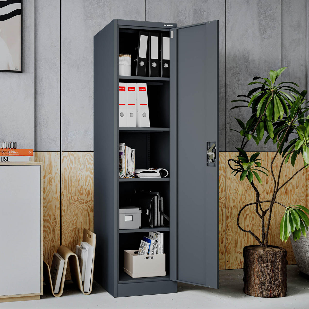 AKTENSCHRANK ALEX D600 - Anthrazit, Metall (45/185/60cm) - Jan Nowak