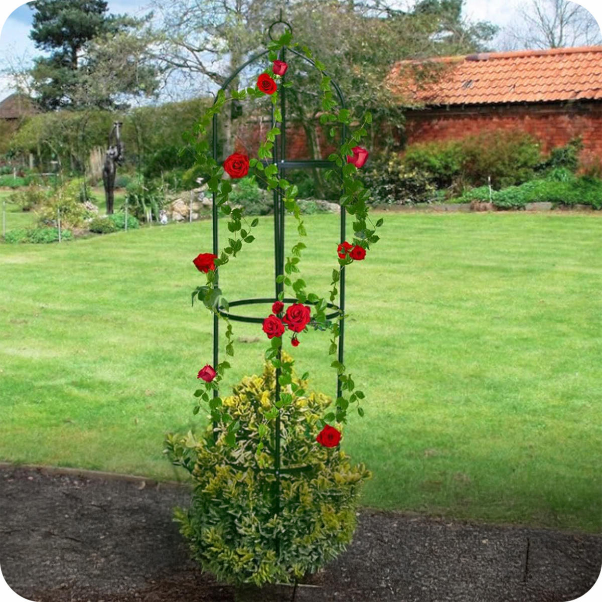 ROSENBOGEN Obelisk Rankhilfe Metall - Schwarz, Metall (190/40/40cm) - KRUMAD