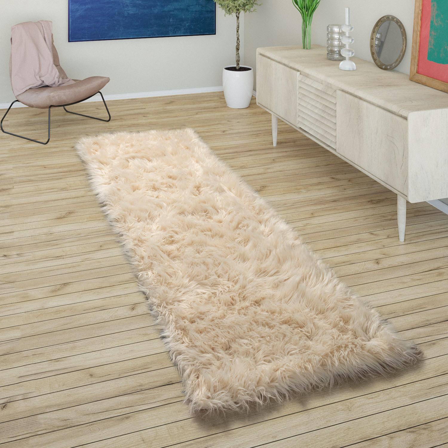 HOCHFLORTEPPICH 50/150 cm Playa 960 - Creme, Textil (50/150cm) - Paco Home