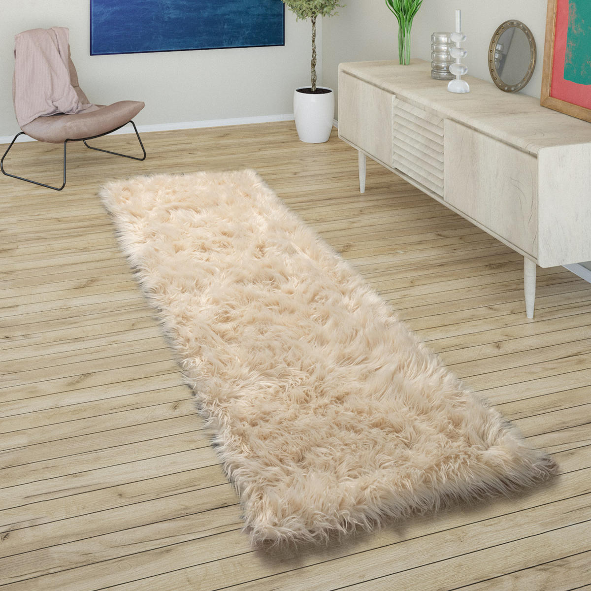 HOCHFLORTEPPICH 50/150 cm Playa 960 - Creme, Textil (50/150cm) - Paco Home