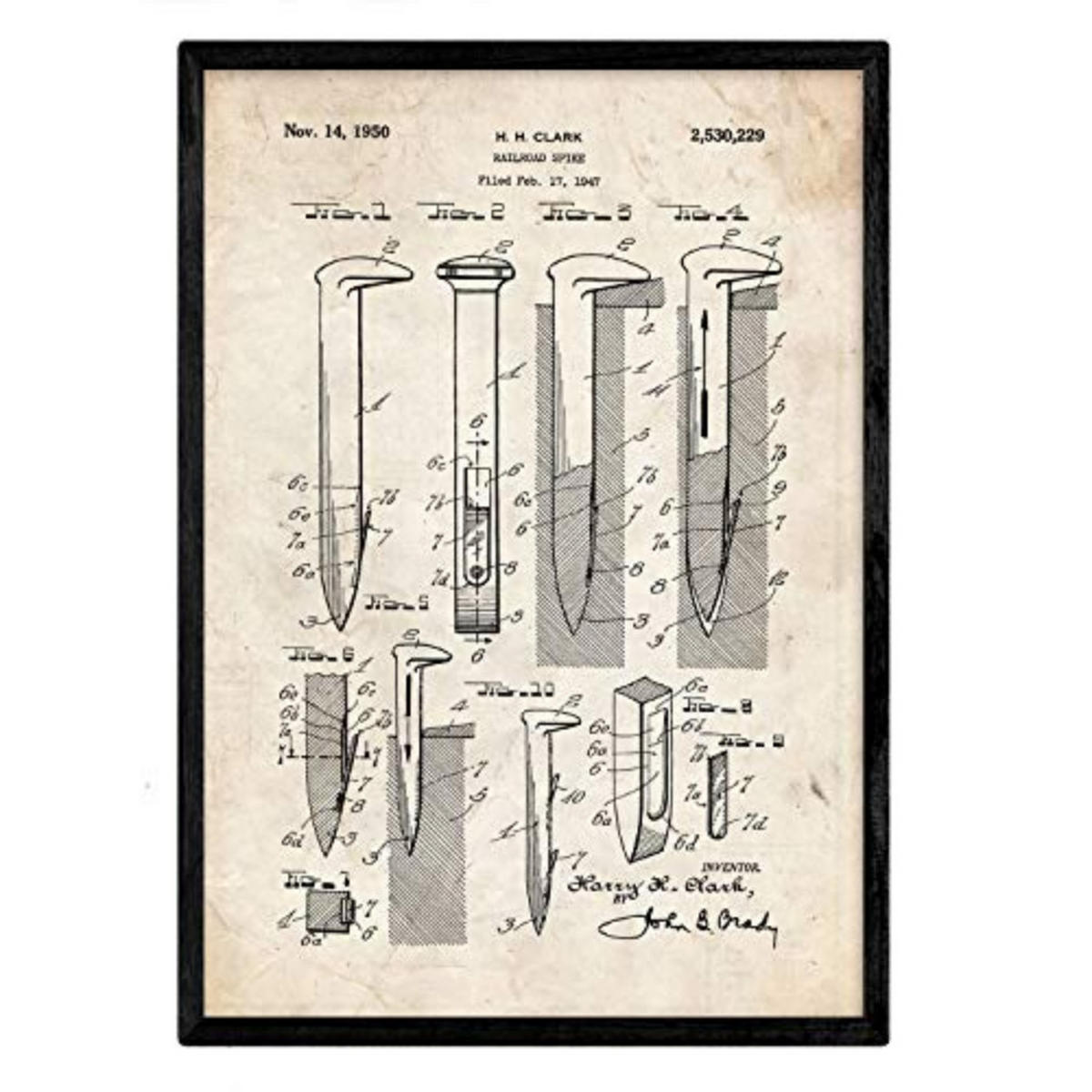 POSTER Eisenbahn Nägel Patent A3 Rahmenlos - Klar, Papier (29.7/5/42cm) - Nacnic