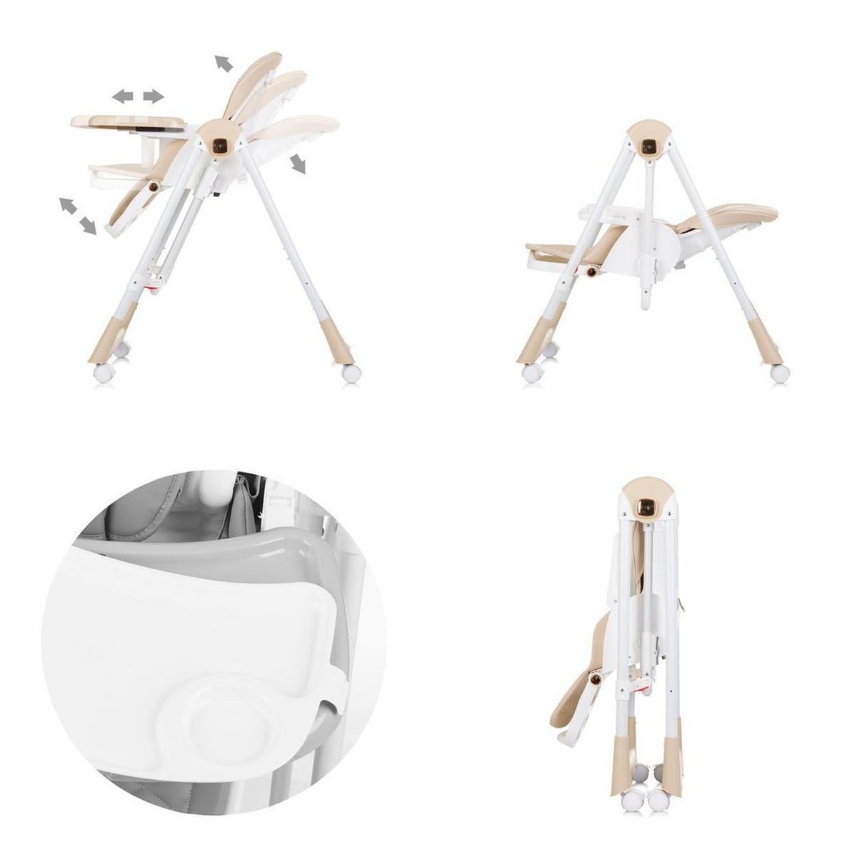 HOCHSTUHL 2 in 1 Milk Shake beige verstellbar, Babyschaukel, Räder - Beige, Kunststoff (53/100/86cm) - Chipolino