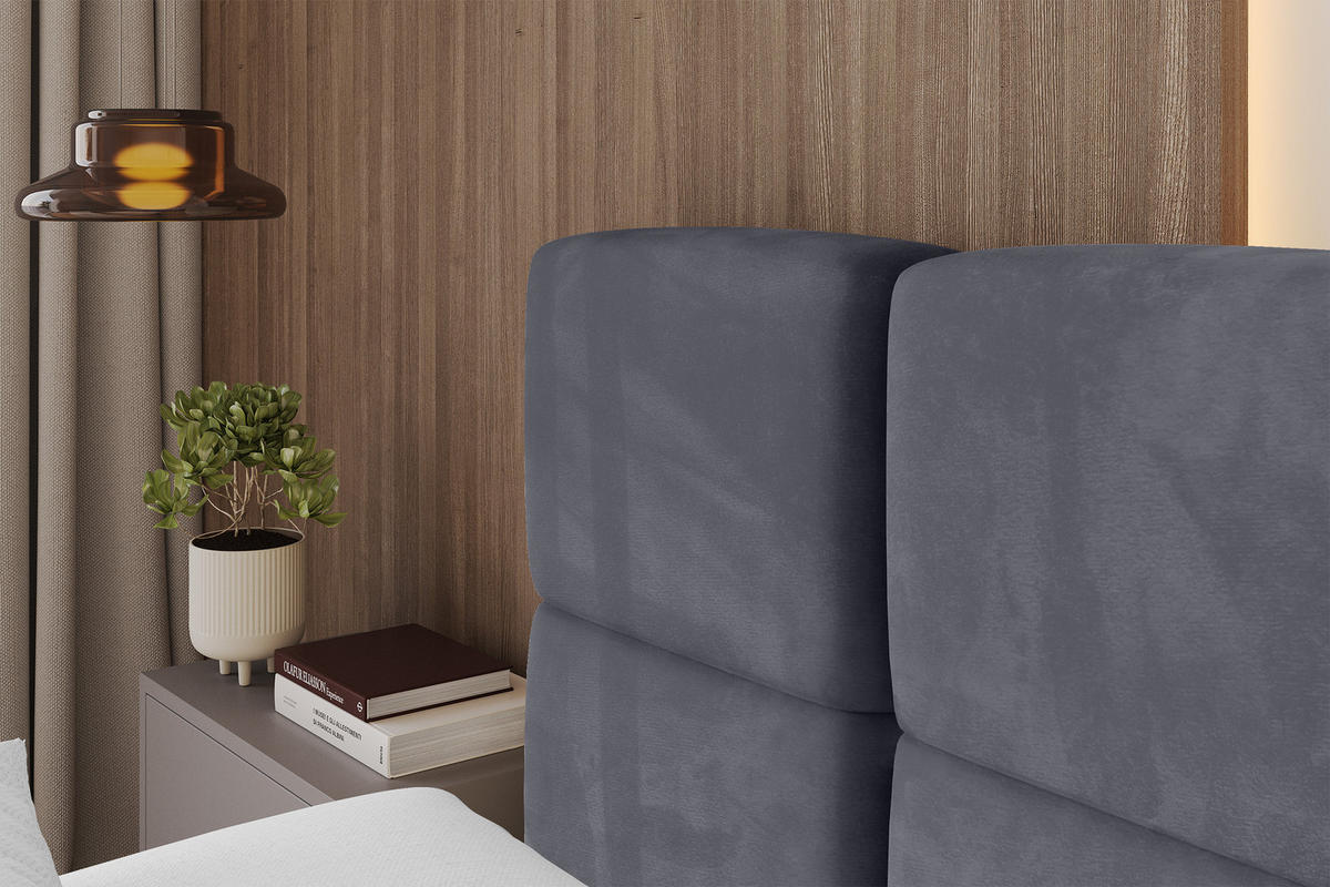 POLSTERBETT mit Bettkasten und Lattenrost, Bett mit Matratze H3/H4, Kopfteil, Boxbett, Doppelbett mit Stauraum - NATA 120x200 Dunkelgrau - Dunkelgrau, Holzwerkstoff/Textil (120/200cm) - ALTDECOR