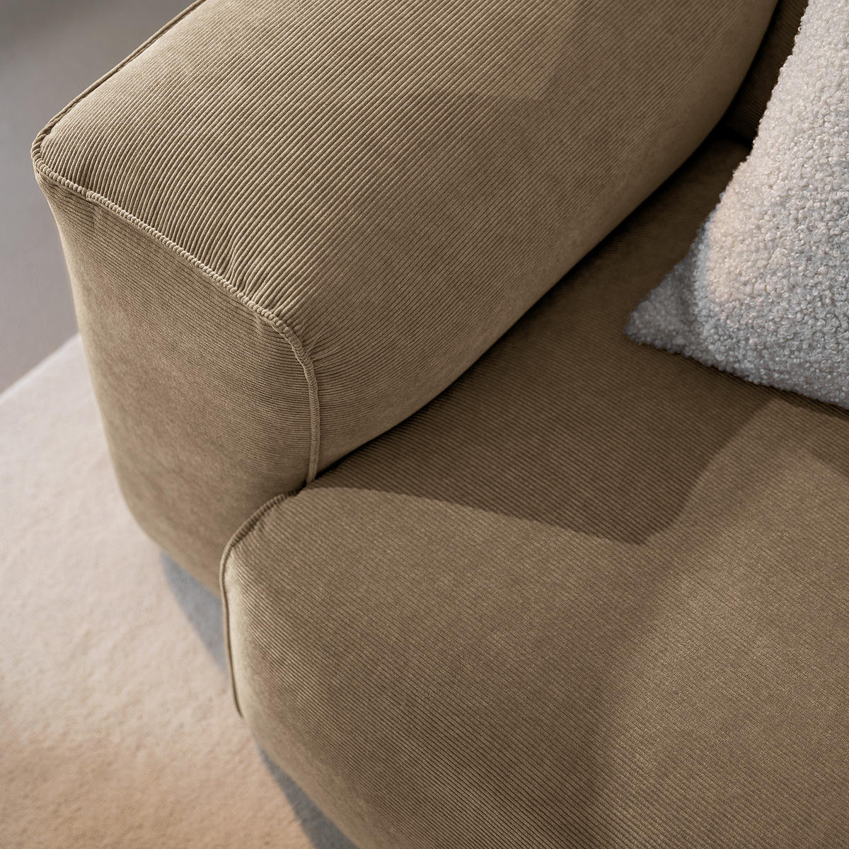 ECKSOFA mit XL-Longchair - Taupe/Schwarz, Kunststoff/Textil (260/171cm) - home24