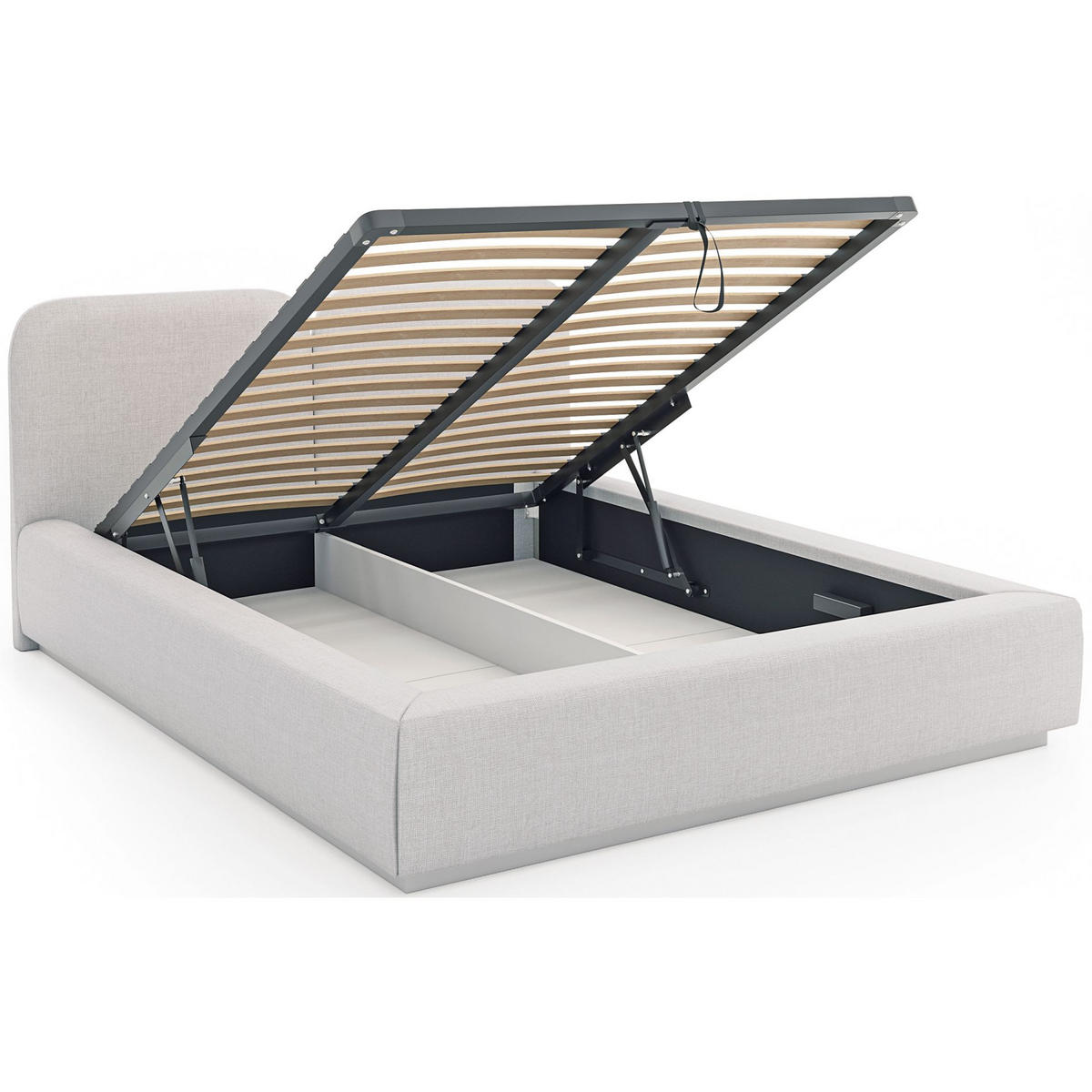 POLSTERBETT Comoves 160x200 Hellgrau mit Chenillebezug und LED - Hellgrau, Textil (160/200cm) - Selsey