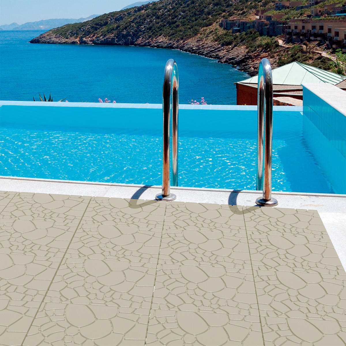 TERRASSENFLIESE 30.5/30.5/2 Beige, 12"x12" Quadratisch, Plastik 44 Stück - Beige, Kunststoff (30/30/2cm) - Oxeza