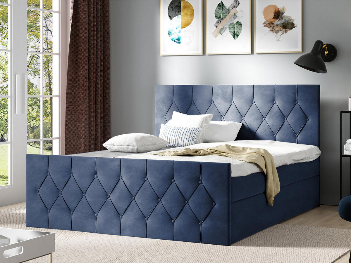 BOXBETT Sky Lux - Blau, Holz (140/200cm) - MIRJAN24