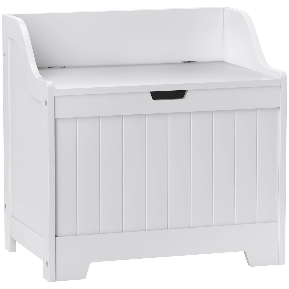 TRUHE, Aufbewahrungsbox, Auflagenbox mit Sicherheitsscharnier, Deckel, Weiß - Weiß, Holzwerkstoff (38/56/56.5cm) - HOMCOM